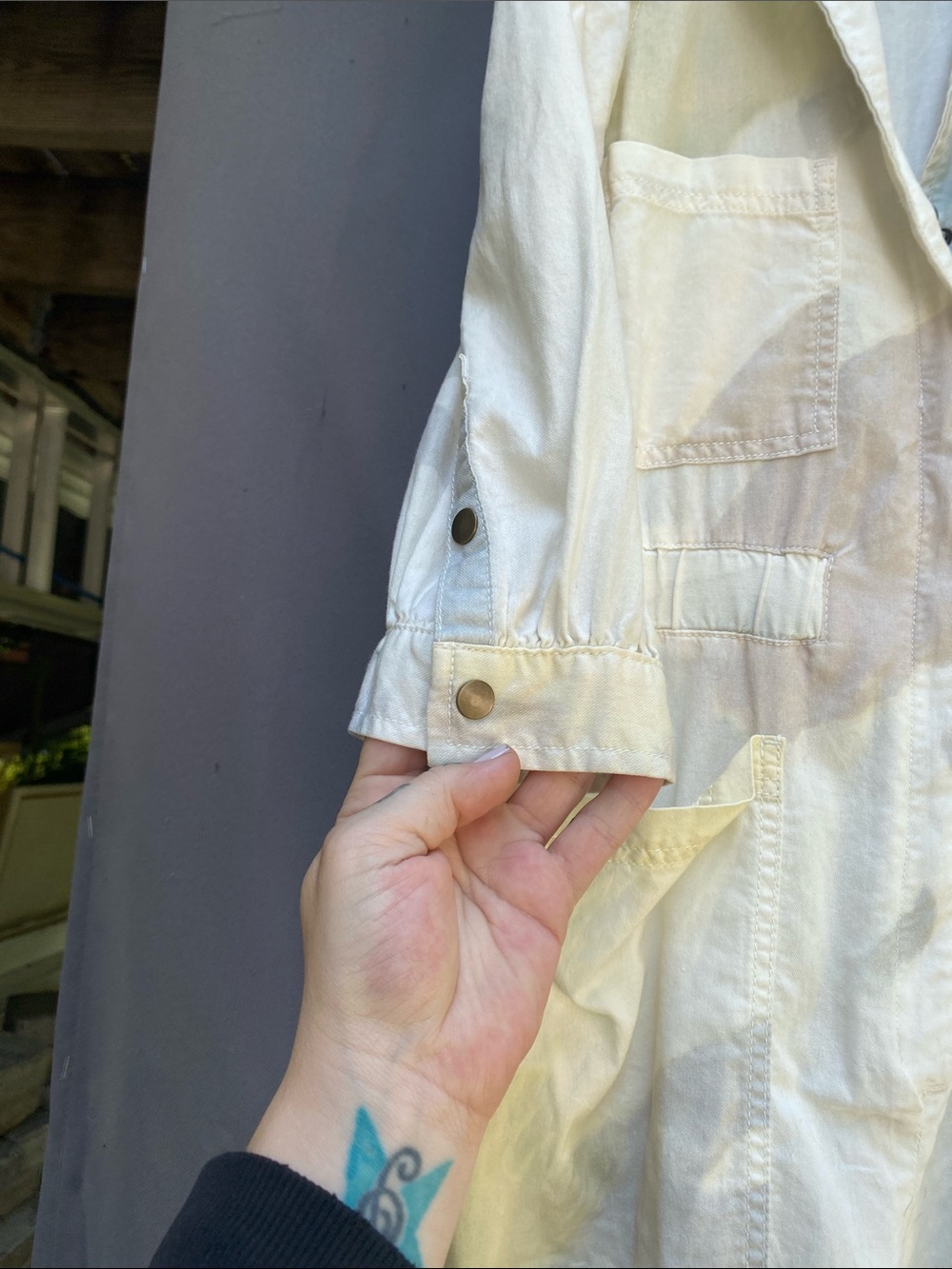 Universal Thread Cream Utility Long Jumpsuit with Patch Pockets - Picture 4 of 6